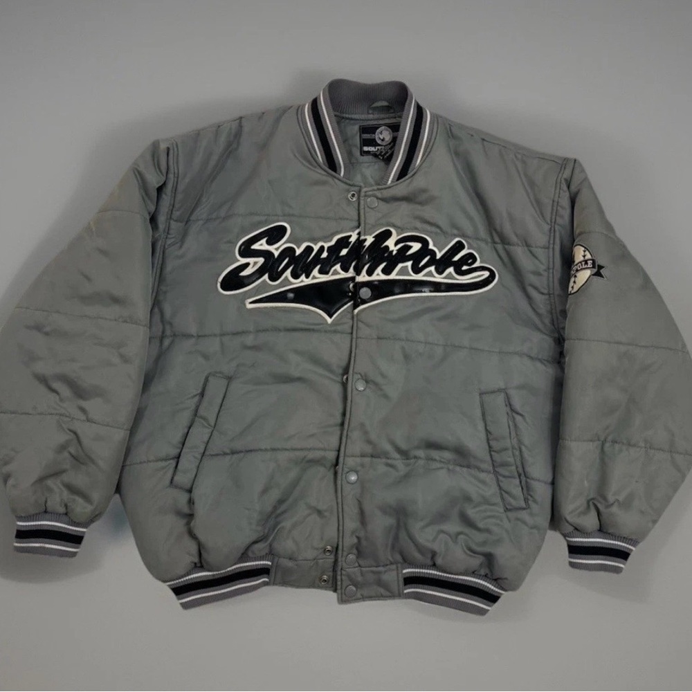 Southpole Expedition Mens XL Silver Bomber Jacket Full Zip With Pockets